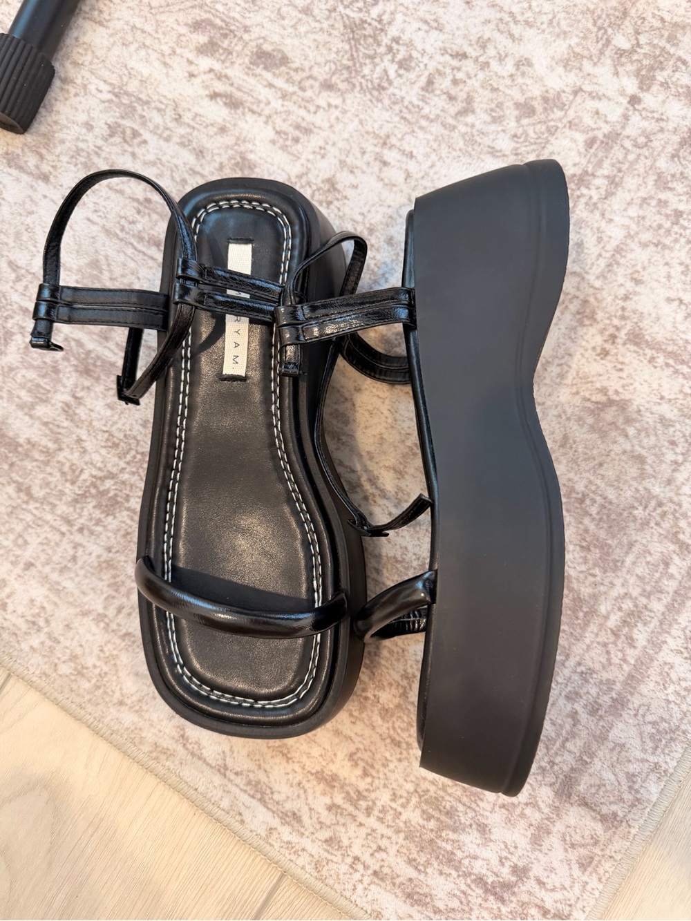 Black Strappy Platform Sandals - Women - Picture 2 of 6